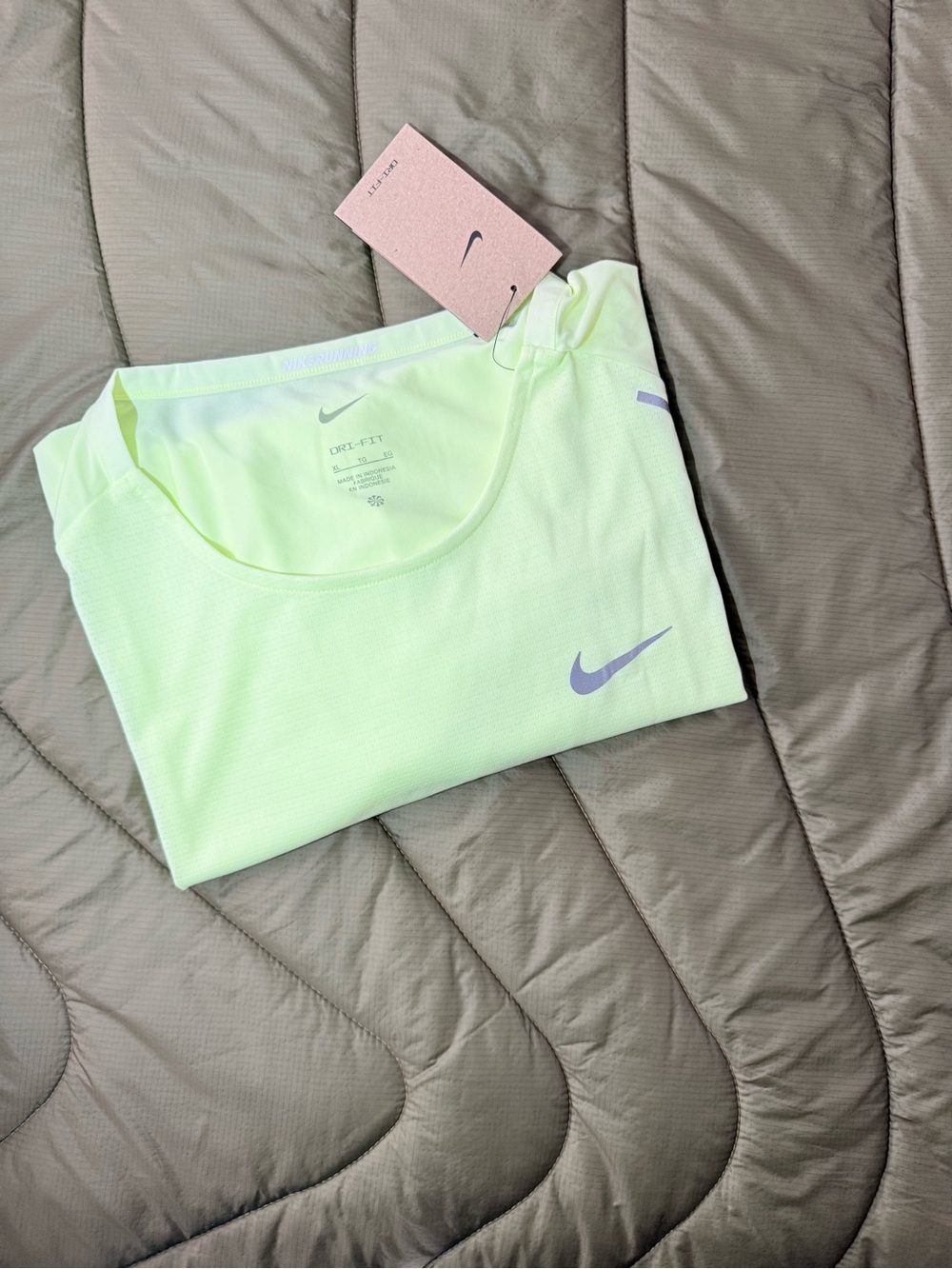 Nike Running Men’s Neon Green Short Sleeve Dri-FIT Tee with Reflective accents
